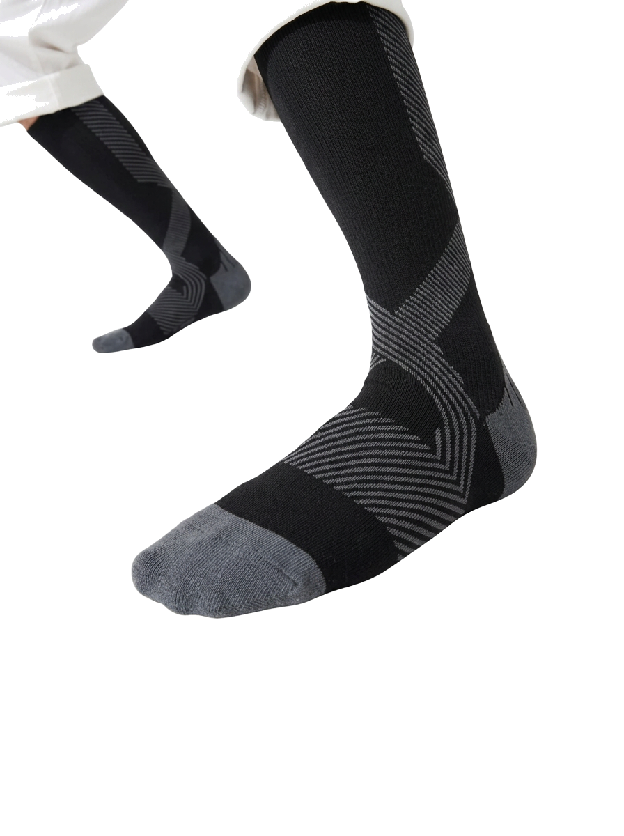 Close-up of NursingRx socks showing durable knit and breathable panels